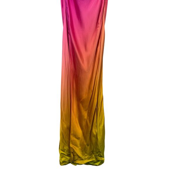 Retrofete Jagger Halter Silk Dress Satin Formal Party Gala Pink Lime Ombre Small - Picture 7 of 14